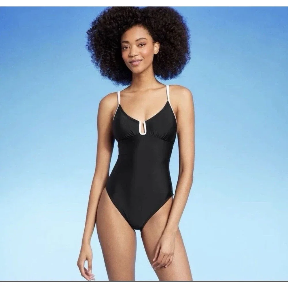 Shade & Shore Crepe U-Wire One Piece Swimsuit Womens XS